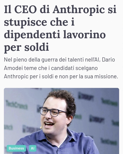 Dario Amodei dice di essere stupito che i suoi dipendenti lavorino per soldi