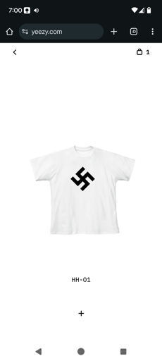 Picture of a black on a white t-shirt, currently the ONLY item for sale on Kanye West's website.